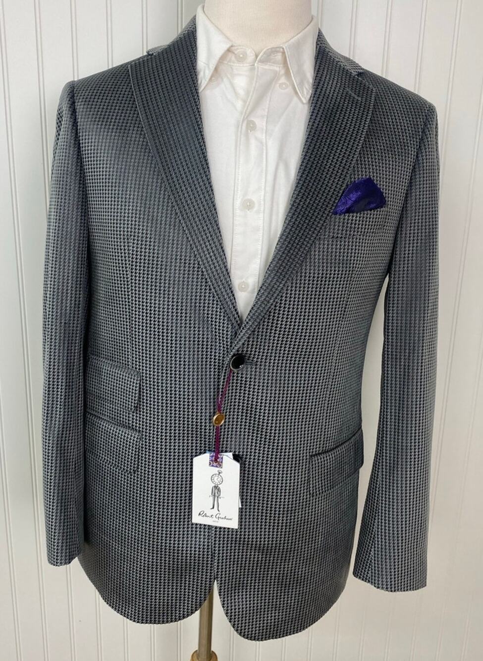 NEW Robert Graham Redford houndstooth plaid 2-button blazer suit jacket 40R